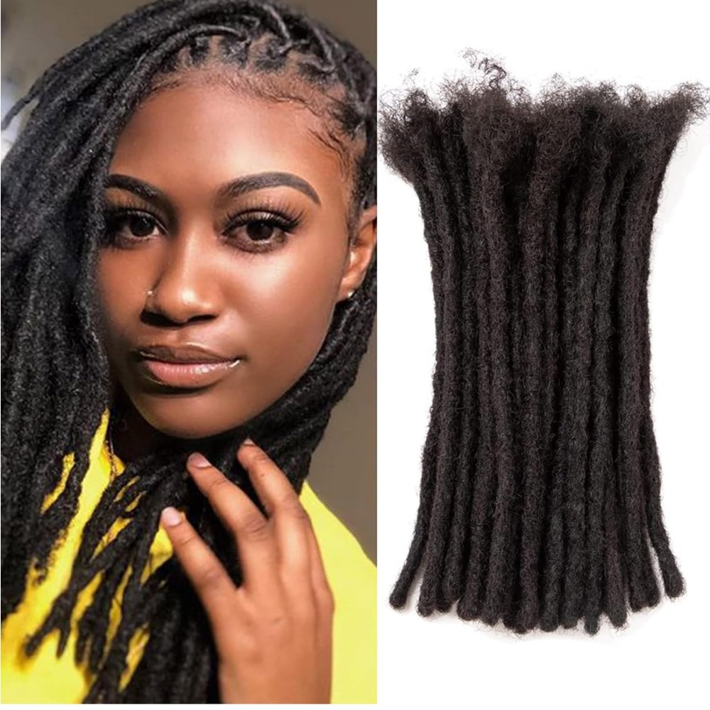 12 Inch 10 Strands 0.6cm Thickness And Natural Black Loc Extensions Human Hair